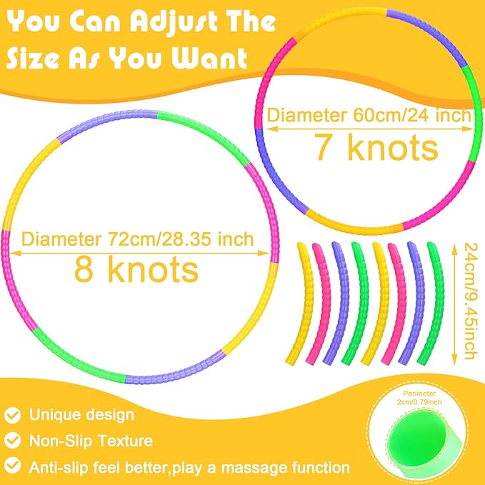 Vinsot Toy Hoop Detachable Plastic Hoops Exercise Equipment Toy Adjustable Rings for Sports Playing Party Game Dance Pet Training