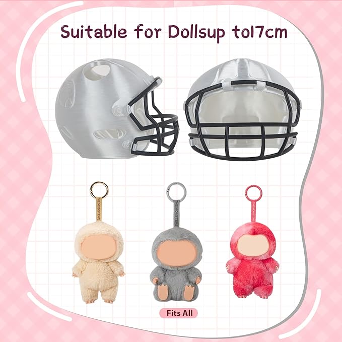 3D Printed Football Helmet Used for Labubu Doll Stuff,Compatible with Labubu Outfit 17cm Doll Clothes and Accessories Designer(White)