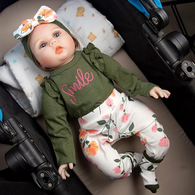 Reborn Baby Doll Clothes 20 Inch Girl 4pcs for 17-22 Inch Silicone Baby Doll Clothes Accessories Sets