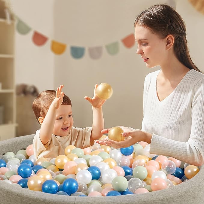 STARBOLO Ball Pit Balls for Toddlers Pack of 100 200 500 - BPA&Phthalate Free Non-Toxic Crush Proof Soft Plastic Balls for 1-5Years Old Toddlers Girl Kids Birthday Pool Playpen Tent Party