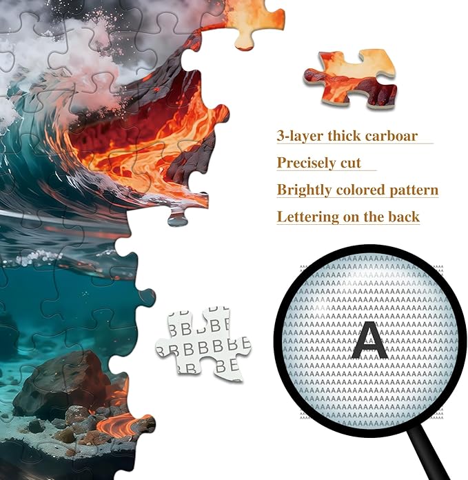 Puzzles for Adults 1024 Pieces Jigsaw Puzzles Impossible Puzzle with Letters on Back Volcano in a Cup Puzzle Family Decoration Puzzles Funny Gift for Valentine Friends (23.86 x 23.86 Inch)
