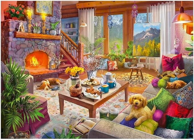 Ravensburger Cozy Cabin 1000-Piece Jigsaw Puzzle | Stress-Reducing Activity | Unique Softclick Technology | Perfect Family Fun | FSC Certified