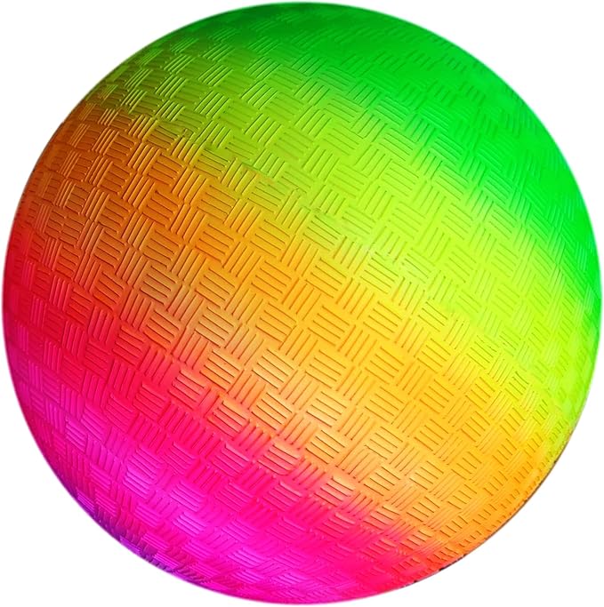 AppleRound 10-inch Playground Ball with Air Pump - Dodgeball, Handball, Kick Ball for Camps and Schools, (Rainbow)