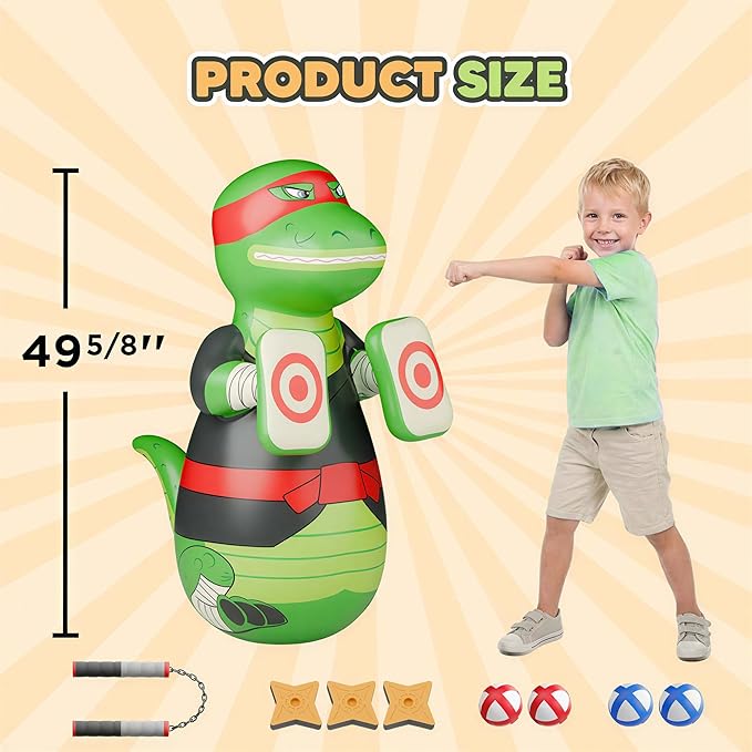 iPlay, iLearn Inflatable Punching Bag for Kids, Toddler 49" Blow up Boxing Bop Bag Toys, Training Bopper W/Ball Toss Game, Indoor Outdoor Fun Sports Activiy, Birthday Gift 3 4 5 6 7 8-12 Yr Child Boy
