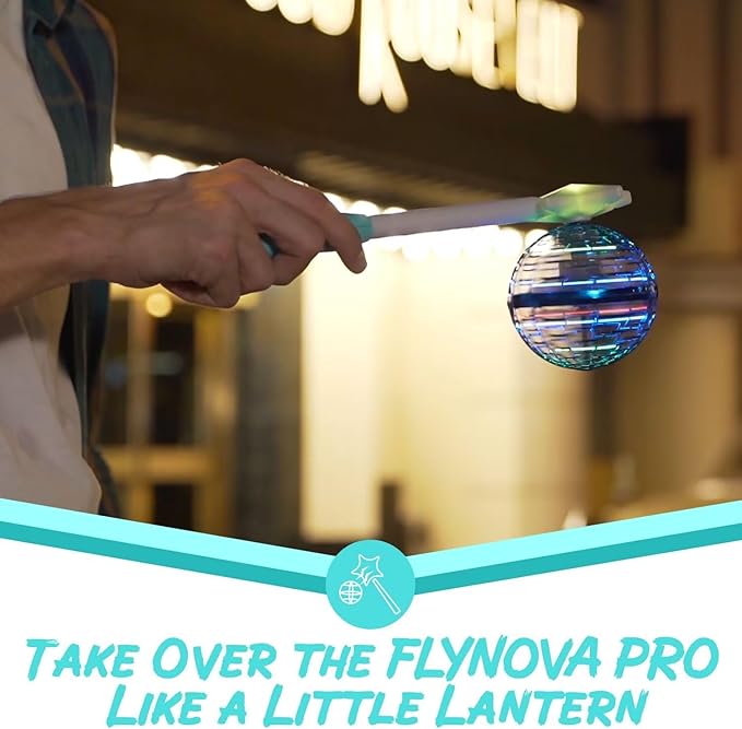 ATHLERIA Blue Flying Orb Ball with Wand,Cosmic Globe Hover Boomerang Mini Drones for Kids,Cool Gadgets Christmas Birthday Gifts Toys for Boy Girl Teens 6 7 8 9 10+ Year Old