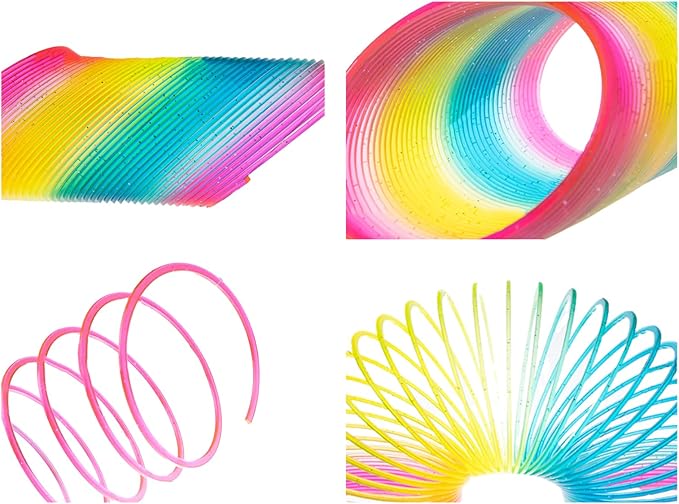 4.2 Inch Giant Sequin Color Rainbow Coil Spring Toy,Classic Magic Spring Decompression Toys,Stair Toys for Children