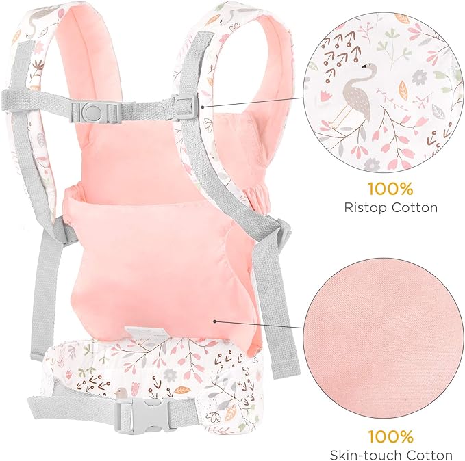 GAGAKU Baby Doll Carrier, Toy Baby Carrier for Dolls, Reborn Baby Dolls Accessories for Girls Kids – Pink (Flamingo)