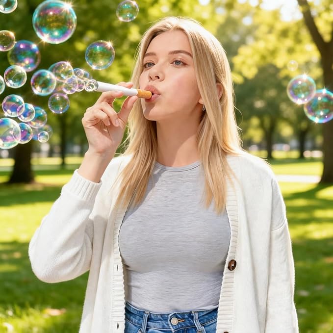 Bubble Cigarette Pack – Realistic Fake Cigarette Bubble Blower with Bubble Solution, Mini Cigarette Bubbles Maker for Stress Relief, Fun Party Gift for Adults