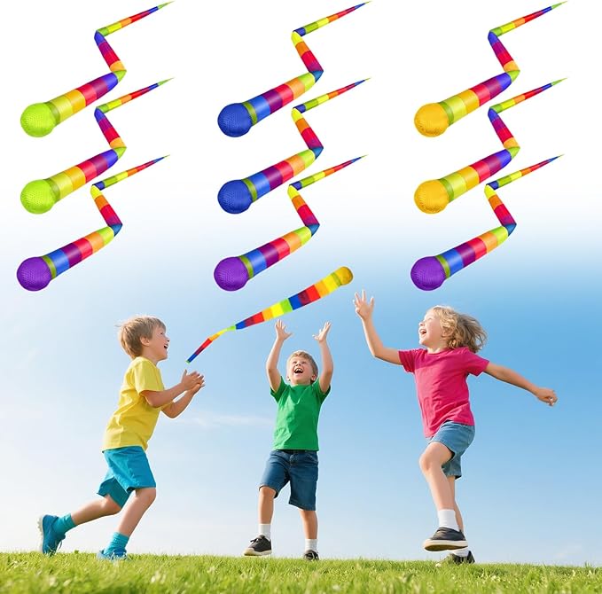 Throw and Catch Balls with Rainbow Tails, Outdoor Playground Toys Bulk for Kids, Comet Ball Soft Sports, Physical Equipment for Preschool, Beach Balls for Fun, 37.4 Inch Long