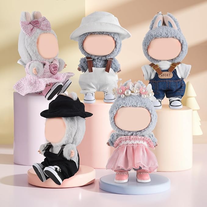 Cute Doll Shoes for Labubu, Premium Doll Shoes for 4-7in Dolls, Compatible with Labubu Doll Clothing & Outfits(Pink Laces)