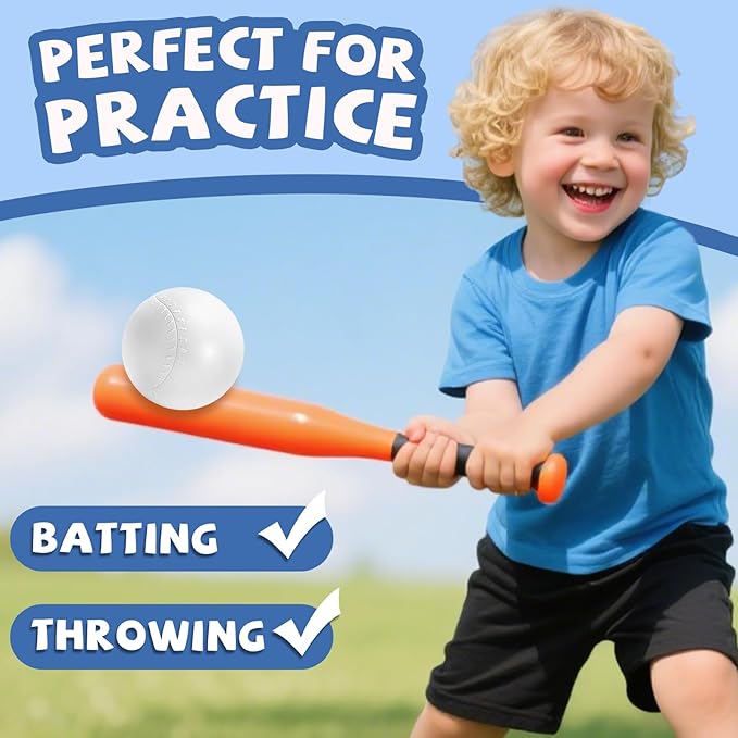 YongnKids 12 Pcs Toddler Baseball Balls Replacement T-Ball, 2.56" Plastic Baseballs with Mesh Bag Perfect for Tee-Ball Practice, Baseball Hitting & Training,Softball,Sports Theme Party Favors Gifts