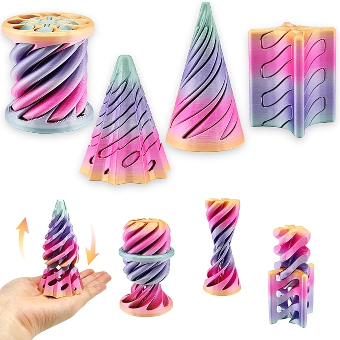 Christmas Stocking Stuffer 4 Packs Impossible Cone,Impossible Cones passthrough Impossible Pyramid for Relaxing,Spiral Fidget Toy passthrough Impossible Cone,Birthday for Adults & Kids