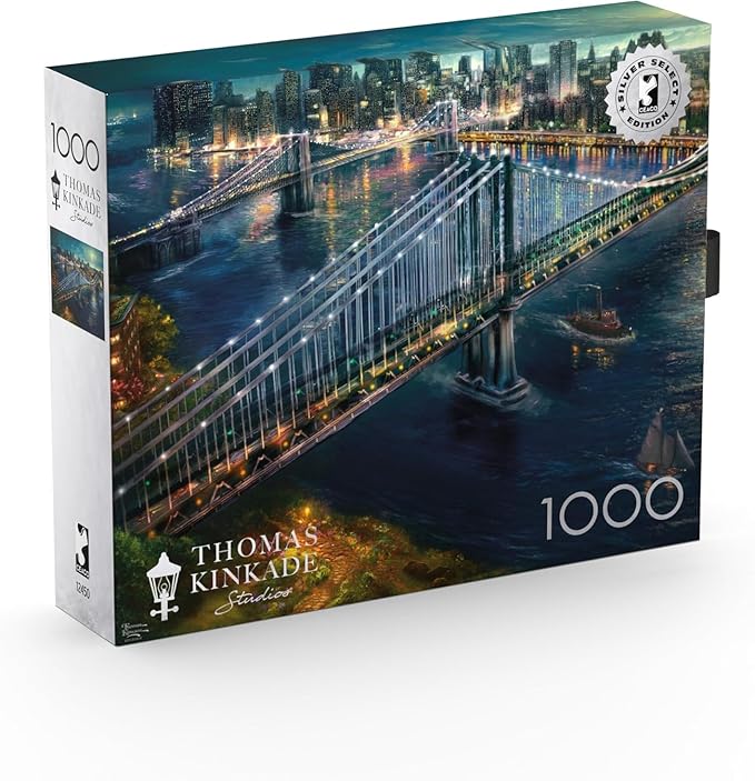 Buffalo Games - Silver Select - Thomas Kinkade - Moonlight Over Manhattan - 1000 Piece Jigsaw Puzzle for Adults - Challenging Puzzle Perfect for Game Nights - Finished Size is 26.75 x 19.75