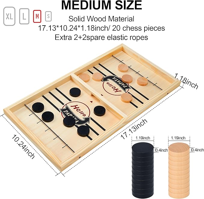 Fast Sling Puck Game - Test Your Speed and Accuracy with This Fast-Paced Wooden Air Hockey Desktop Battle Board Game - Guaranteed Fun Gifts for Family Night or Friends Party