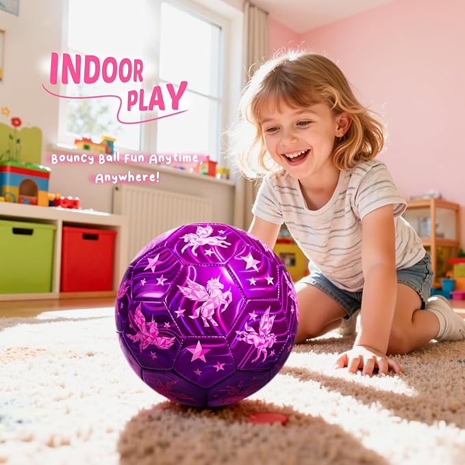 U&C Planet Soccer Ball Size 2 Size 3 Size 4 for Toddler Kids with Pump Deflated, Cartoon Unicorn Dinosaur Soccer Ball Toy for Girls Boys 1-3 2-8 6-12