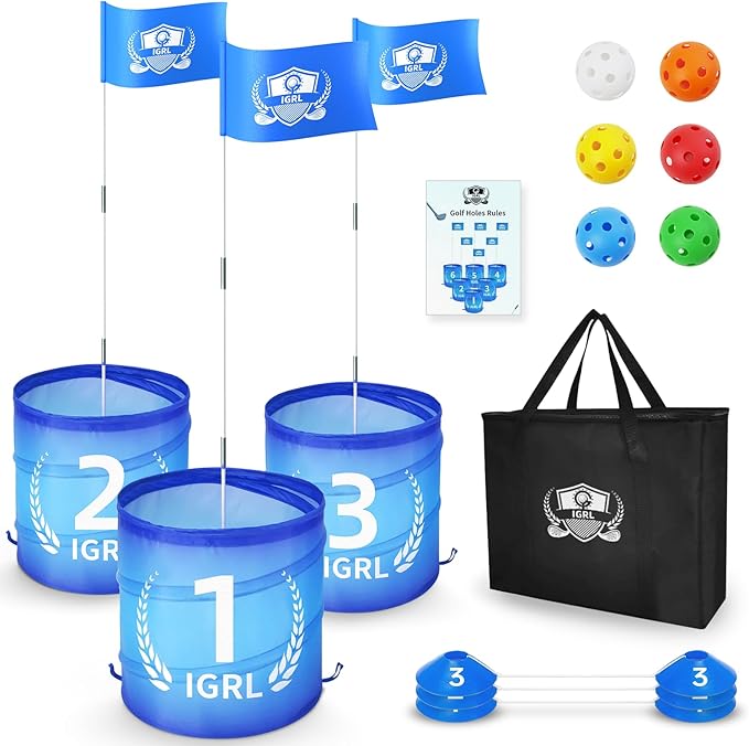 Golf Yard Game - 3 Holes Backyard Golf Games for Adults, Golf Chipping Game Set with Balls, Carry Bag, Flag & Obstacles, Outdoor Indoor Golf Gifts for Men Lawn, Beach, Camping, Park, Hotel