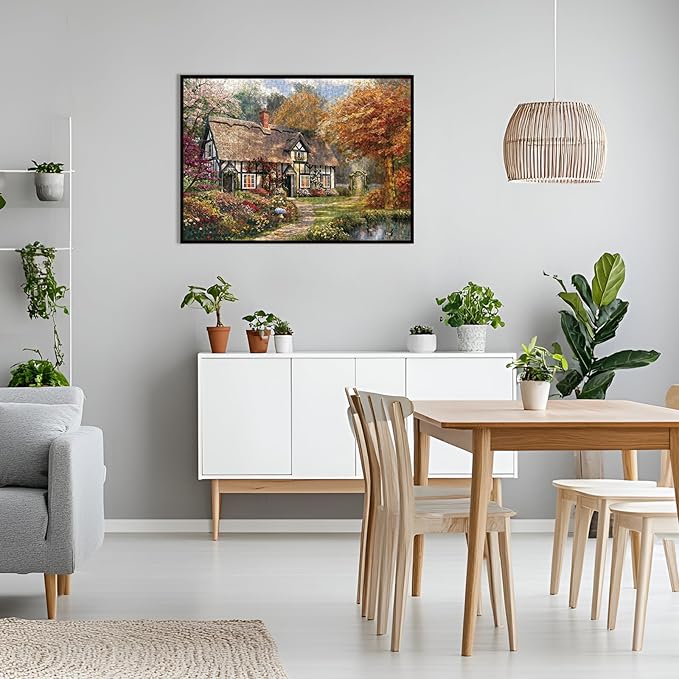 Puzzle for Adults 1000 Pieces, Thatched Cottage Puzzle, Challening Impossible Difficult Hard Fun 1000 Pieces Jigsaw Puzzles for Adults Family with Letters on Back