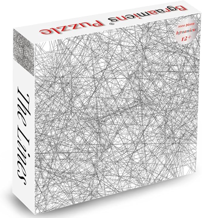 Bgraamiens Puzzle-The Lines -1000 Pieces Black and White Simple Fashion Challenge Blue Board Jigsaw Puzzles