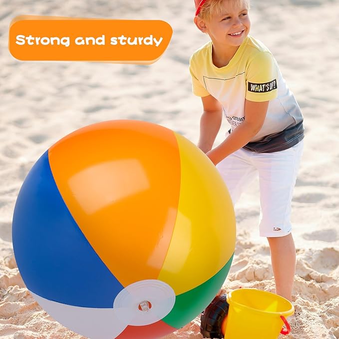 AMOR PRESENT Giant Inflatable Beach Balls, Inflatable Pool Balls for Swimming Parties, Outdoor Fun, Beach Party and Games (42 Inches Before Inflated, 30 Inches After Inflated)