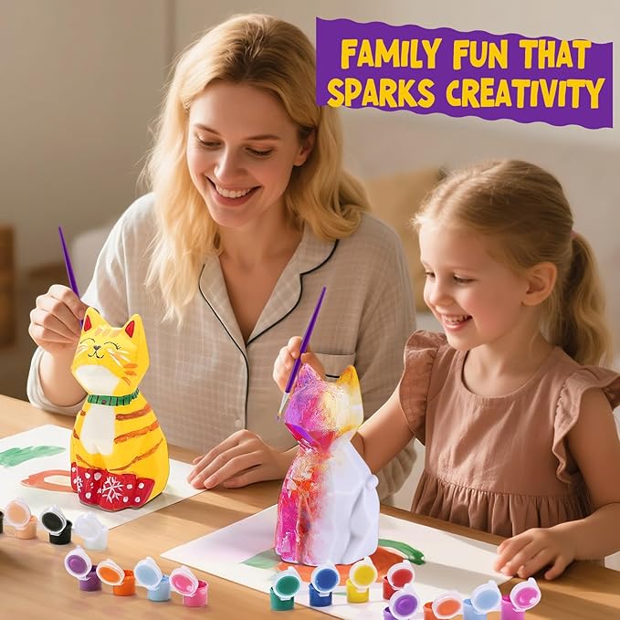 Paint Your Own Cat Lamp Kit, Arts and Crafts for Kids Ages 8-12, Art Supplies Painting kit for Kids 6-12, Cat Night Light Toys Girls Boy Birthday Easter Gifts for Kids Ages 3 4 5 6 7 8 9 10 11 12+
