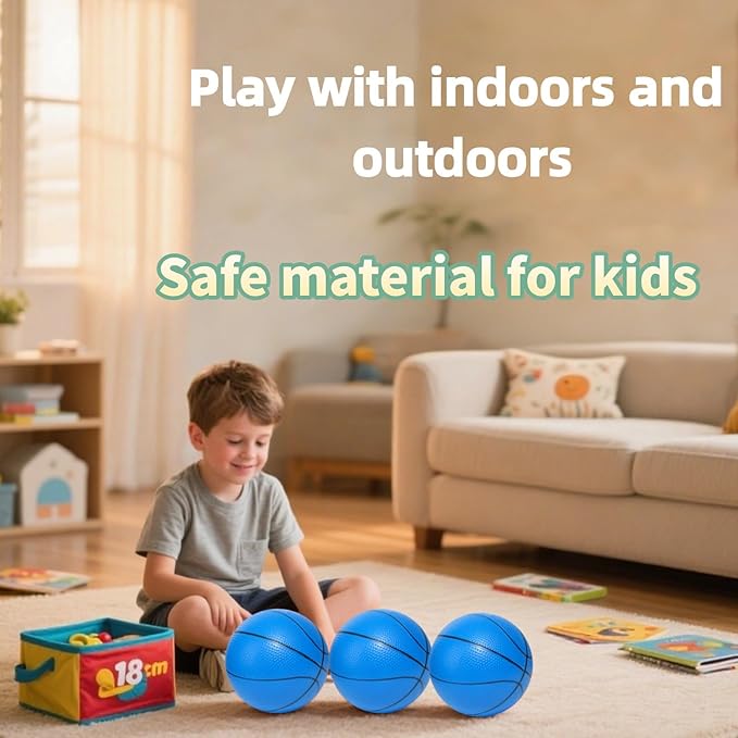 Mini Basketballs 3 Pack - 7inch Small Basketball Size 3 Set with Pump Needle - Ideal for Mini Hoop, Outdoor & Indoor Play - Kids Basketball Party Favors