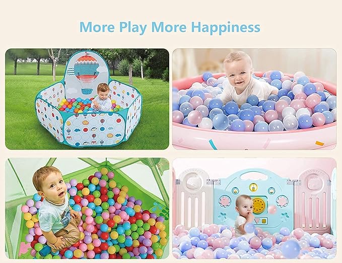 Ball Pit Balls for Kids & Dogs Cats Pack of 100 200 500- BPA Free, Crush Proof Plastic Balls for Ball Pit, Tent, Playhouse, Children's Toy Balls for Party, Macaron Ocean Balls 2.15 Inch