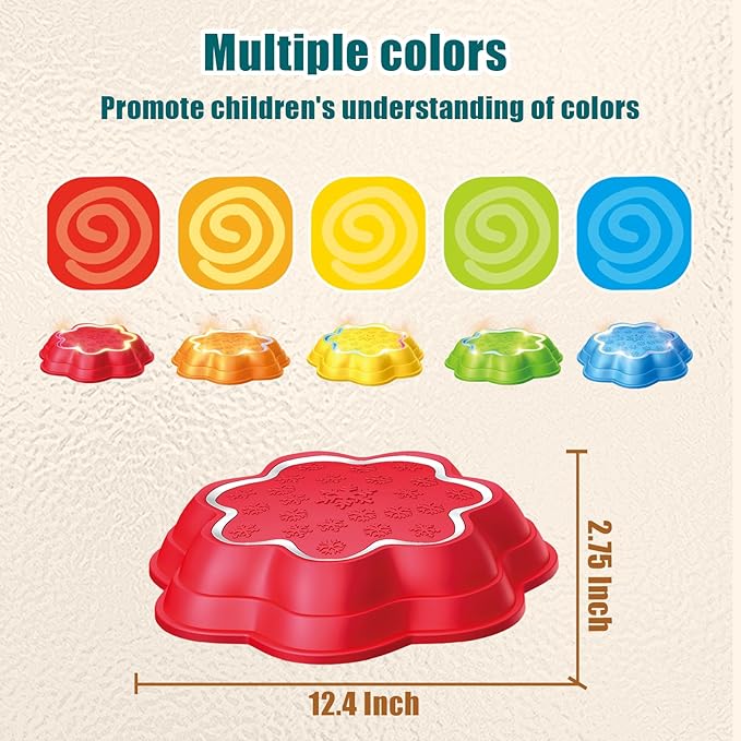 Stepping Stones for Kids with Music Colorful Light-Up, 5 PCS Non-Slip Sensory Stepping Stones Indoor Outdoor Toys Enhance Balance for Kids Toddlers