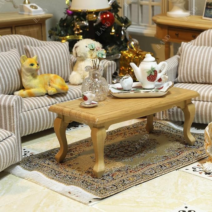 iLAND Miniature Dollhouse Accessories Vintage of Carpet for Dollhouse Furniture on 1/12 Scale and 3” - 12” Dolls, Woven Dollhouse Rugs 6” x 3.8”(2pcs Brilliance)