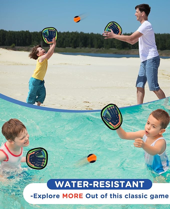 Toss and Catch Ball Game - Baseball Glove Style - Toddler Activity Toys for Boys Girls 3 4 5 6-8 Year Old - Birthday Gifts Easter Basket Stuffers - Kids Outdoor & Indoor Games for Beach Yard Lawn