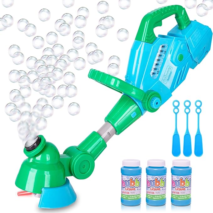 Weed Wacker Bubble Machine for Kids - Electronic Weed Eater Toy with Bubble Solution Included, Grass Trimmer Toy with Lights & Sounds, Outdoor Bubble Toy Gifts for Toddlers 3 4 5
