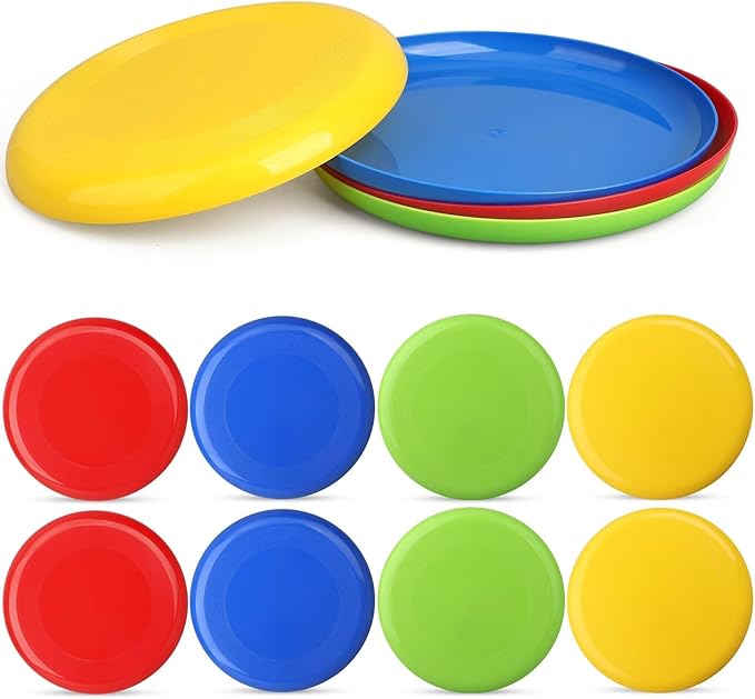 8" Flying Disc Sport Trainning Disc Toy, Beach Toy Outdoor Accessories for Backyard Lawn Park, Birthday Gift Set for Kids Boys Girls, Throwing and Catching Activities (8 Pack)