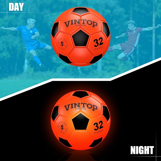 Glow in The Dark Soccer Ball for Kids Boys Ages 8-12 15, Light Up LED Soccer Ball Toys with Pump for Indoor/Outdoor, Fun Gift for Teens Christmas Birthday, Size 5 Night Sports Gear Games