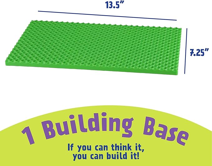Popular Playthings Playstix Construction Toy Set with Building Sticks for STEM and Classroom Use, for Kids Ages 4 and Up - Green Building Base