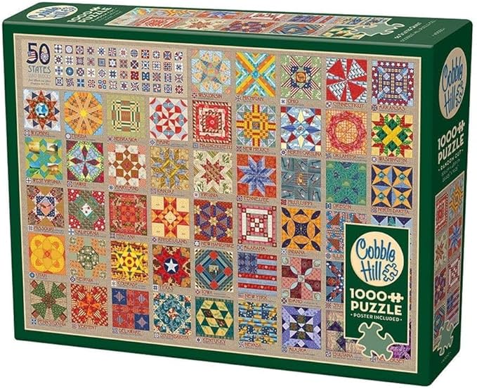 Cobble Hill 1000 Piece Puzzle - 50 States Quilt Blocks - Sample Poster Included