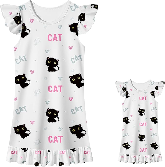 LQSZ Doll and Girl Matching Nightgown Outfit Pajamas Nightie Nightgown for Girls and Dolls Clothes