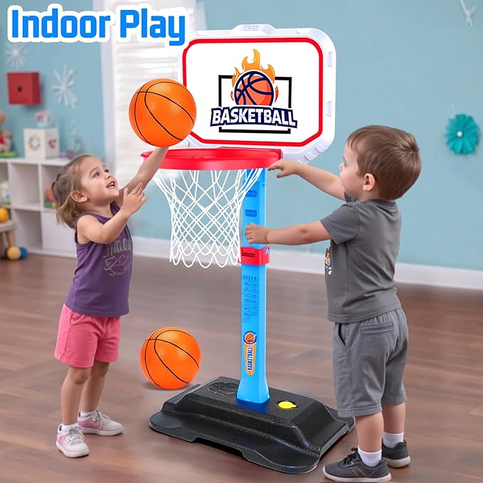 Toddler Basketball Hoop for Kids 1-3, Mini Adjustable Basketball Hoops Indoor with Balls Outdoor Pool Basketball Goal Sports Play Toys for 1 2 3 year old Baby Boys Girls First Birthday Gifts Age 1-2-3