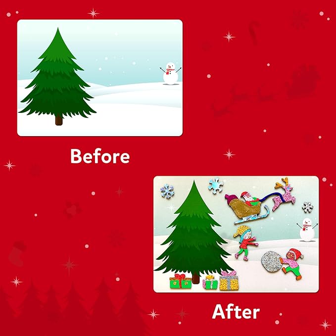 Skillmatics Foil Fun - Holiday Magic, No Mess Art for Kids, Christmas Craft Kits & Supplies, DIY Creative Activity, Travel Toys, Gifts for Boys & Girls Ages 4, 5, 6, 7, 8, 9
