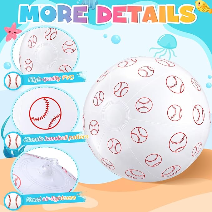 Lewtemi Inflatable Beach Balls Large Sport Ball Pool Toys for Birthday Summer Beach Water Games, Themed Party Decorations Party Favors