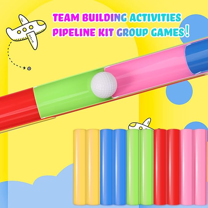 Sratte Team Building Activities Games Teamwork Group Learning Exercise Activities with Half Pipes Golf Balls Storage Bags Teamwork Kit for Adults Teens Field Day Game School Gym Outdoor Sports