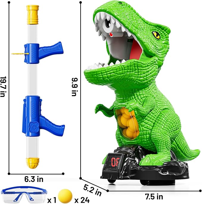 Moveable Dinosaur Shooting Toys for Kids 3-8 Years, Movable Shooting Target Toy with Air Pump Launcher, Interactive Competition Game Gift for Boys and Girls Ages 3 4 5 6 7 8 Years Old