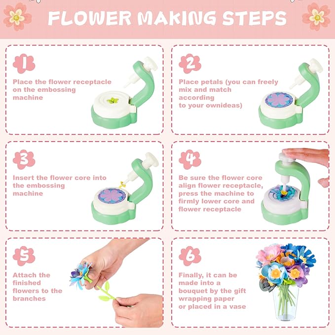 M SANMERSEN DIY Arts and Crafts Kits for Kids Ages 4-8-12 Flower Bouquet Toys Craft Kit for 4 5 6 7 8 Year Old Girls Ideas Birthday Gift,Classroom Educational Activity Toy for Toddler Kids Girls