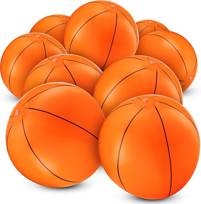 Bedwina Inflatable Basketballs (Pack of 6) 16-inch, Beach Balls for Sports Themed Birthday Parties, Beach Pool Party Toys, Summer Games, Favors for Kids