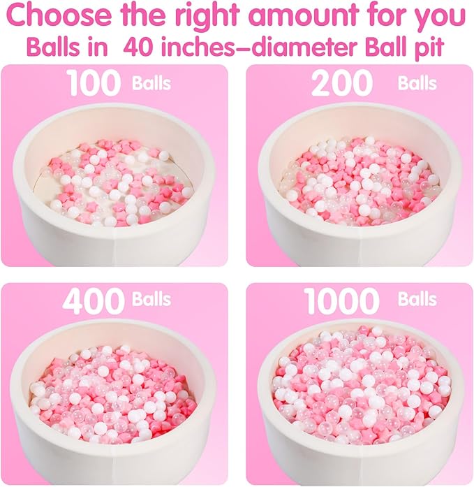 TRENDPLAY Star Ball Pit Balls for Toddlers -50 100 200 Count Star Balls Different Shapes, Non-Toxic Plastic Balls for Safe Play, Boys Girls Festival Party Decoration