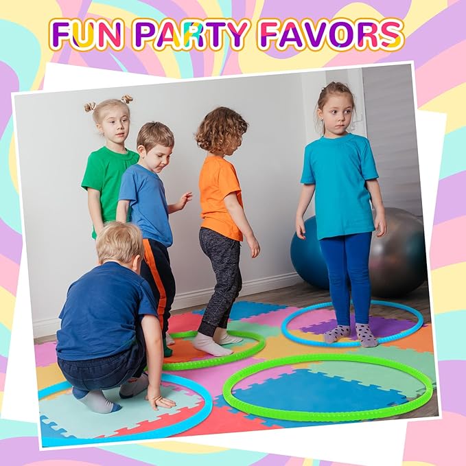 6 Pcs Exercise Hoop Detachable Fitness Rings Adjustable Plastic Toy Fitness Hoop Playground Toys Colored Circles for Teens Games Gymnastics Agility, 28 Inch(Green,Blue)