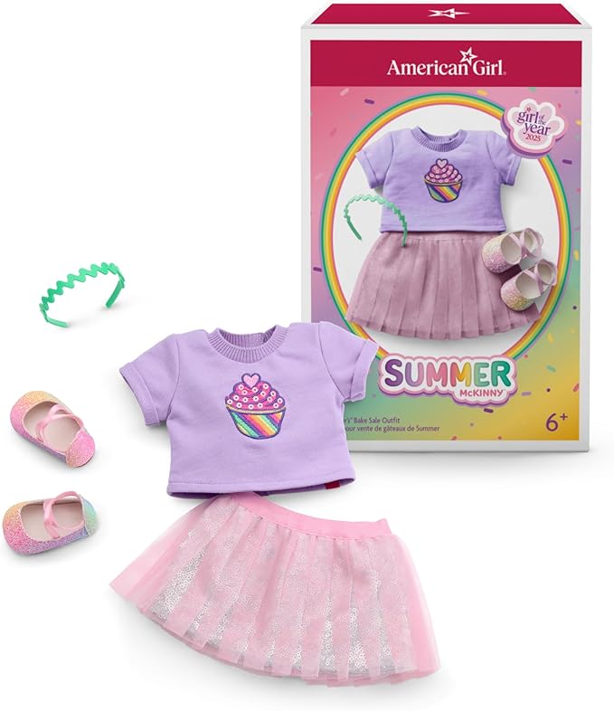 American Girl, Summer McKinny Girl of The Year 2025 Bake Sale Outfit for 18-inch Dolls, with a t-Shirt, Skirt, Headband and Shoes, Ages 6+