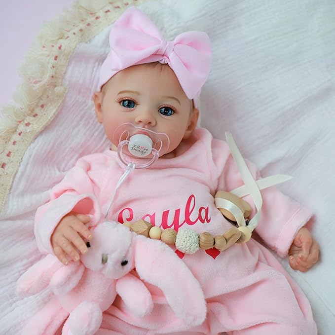 WOOROY Lifelike Reborn Baby Dolls - 18 Inch Real Baby Doll Girl Vinyl Body Realistic Newborn Real Life Baby Dolls with Open Eyes, Handmade Poseable, Gift with Doll Accessories for Kids 3+