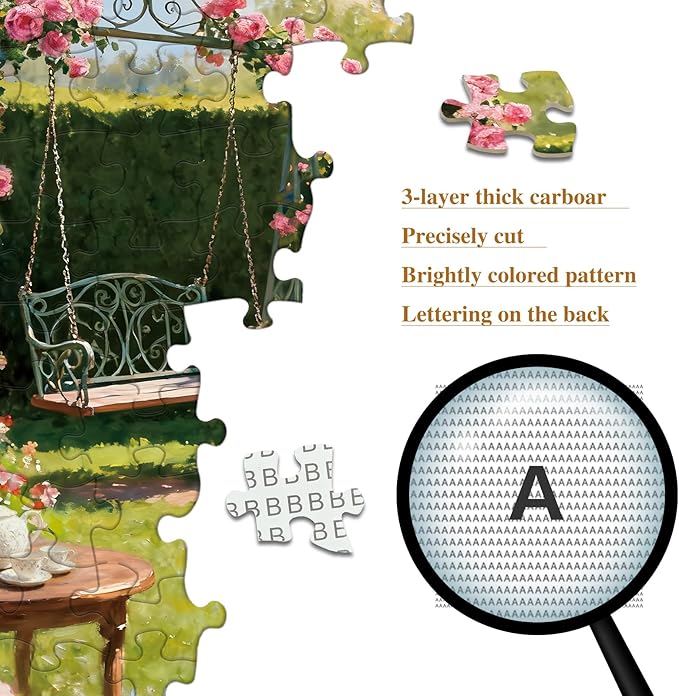1000 Piece Puzzle for Adults Oil Painting Garden Jigsaw Puzzles with Letters on Back Puzzles for Adults Family Puzzle Gifts for Wall Decor Women Men (27.56x19.7 Inch)