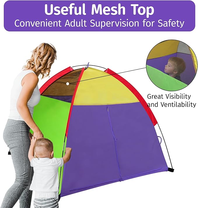 Alvantor® Play Tents for Kids Pop Up Toddler Tent Indoor/Outdoor for Children Boys Girls Pets Portable Playhouse Camping Playground 58"x58"x47" Rainbow