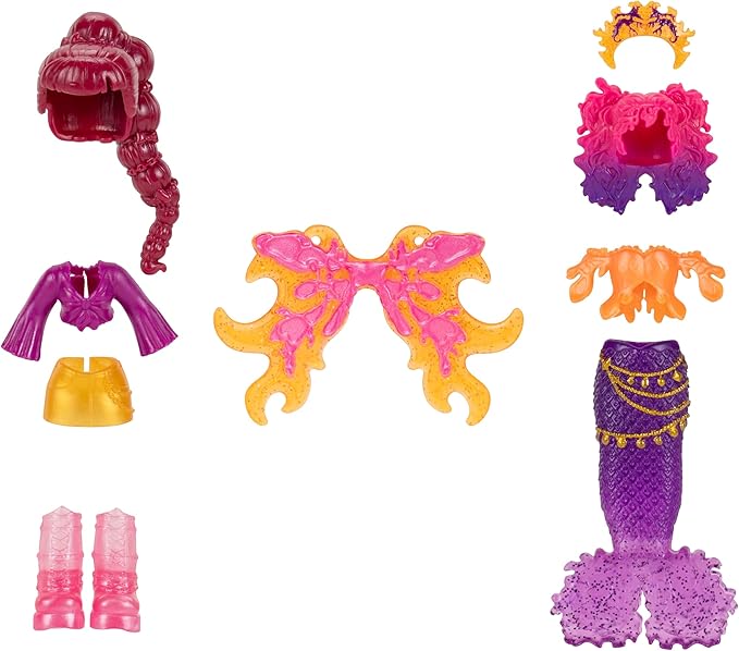 Royale High 3” Fire Mermaid Fashion Doll - 1 Figure with 9 Fashion Accessories - Virtual Item Code Included - Series 3 - Ages 5+