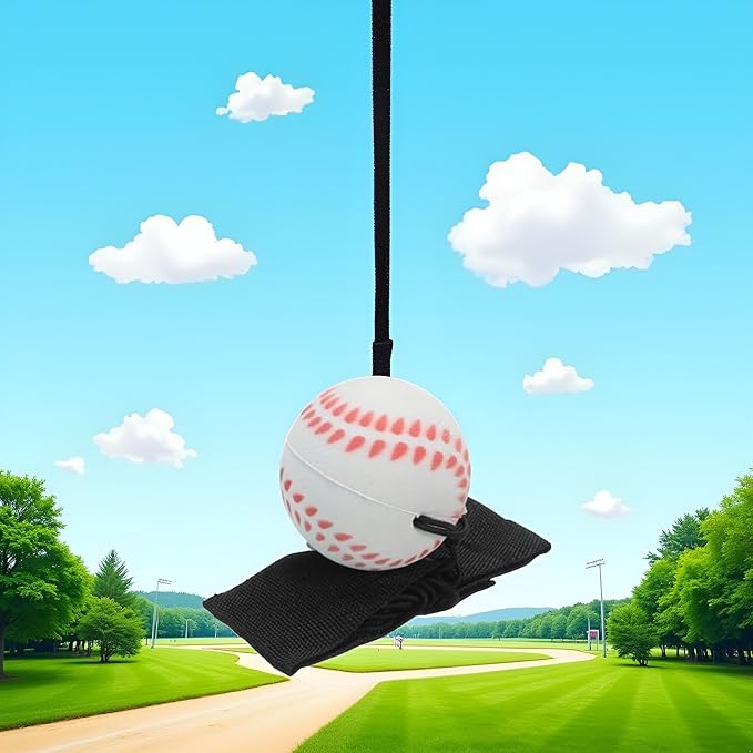 White Baseball Wrist Ball Wristband Sports Balls on a String Includes Basketball, Baseball and Football Return Rubber Rebound Ball for Party Favor, Exercise or Play Sports (1.9 inches)